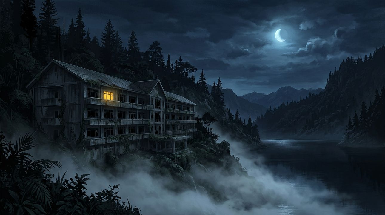 Wening Hills — hotel tua di atas waduk, diselimuti kabut malam